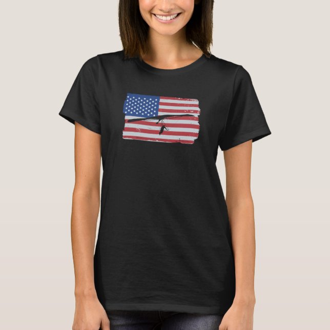 Hang Gliding USA Flag Hang Glider T-Shirt (Front)