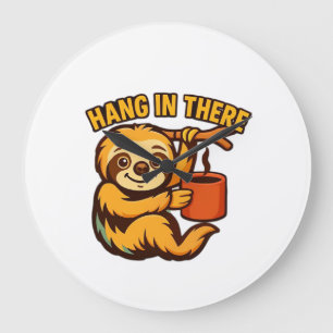 Hang in there baby sloth Classic T-Shirt Large Clock