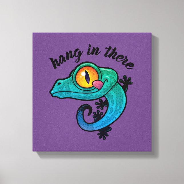 Hang In There Colourful Gecko Canvas Print (Front)