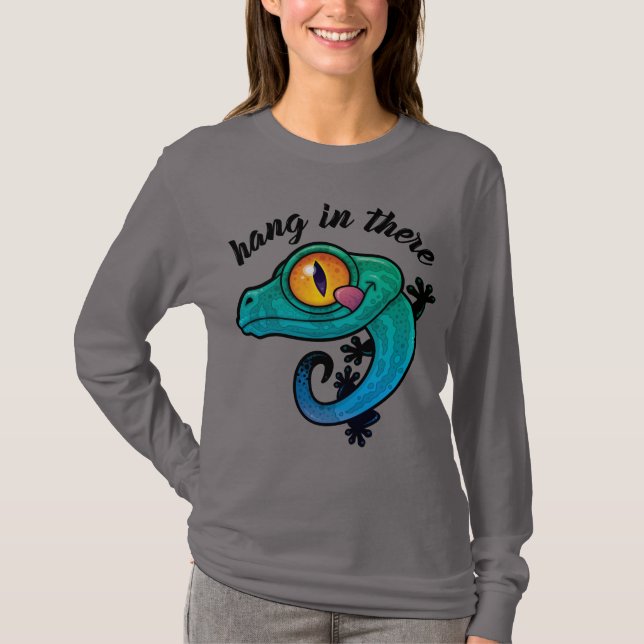 Hang In There Colourful Gecko T-Shirt (Front)