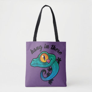 Hang In There Colourful Gecko Tote Bag