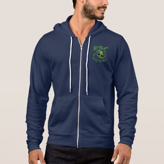 Hang In There Happy Green Tree Frog Hoodie (Front)