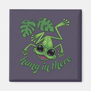Hang In There Happy Green Tree Frog Magnet