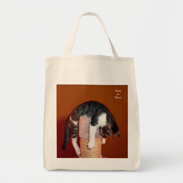 Hang in There Humourous Tabby Cat Tote (Front)
