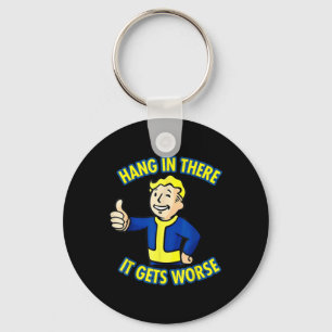 Hang In There It Gets Worse Funny Sarcastic Retro Key Ring