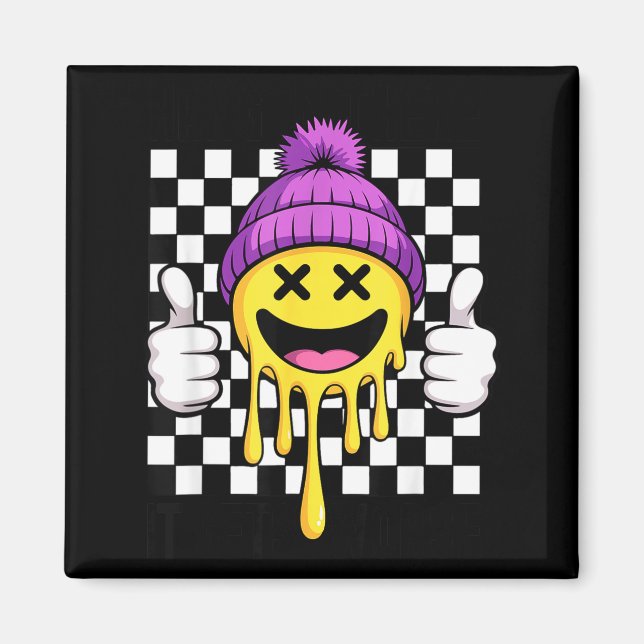 Hang In There It Gets Worse Retro Theme Funny Sarc Magnet (Front)