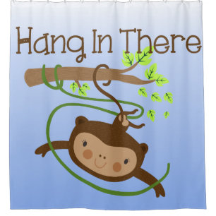 Hang in There Monkey Animals Jungle Shower Curtain