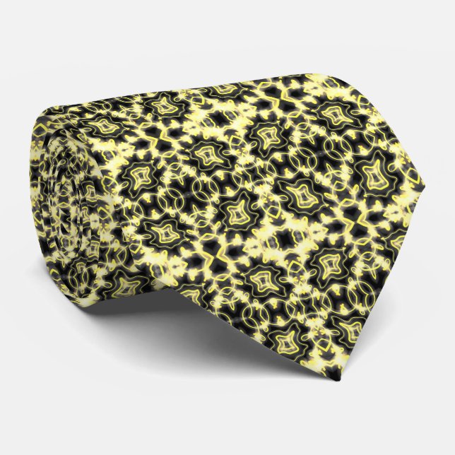 Hang In There Neon Glow Sign Black And Yellow Art Tie (Rolled)