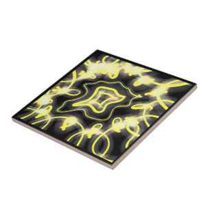 Hang In There Neon Glow Sign Black And Yellow Tile