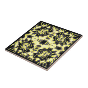 Hang In There Neon Glow Sign Black And Yellow Tile