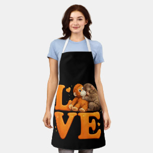 Hang in There Punch Monkey Cute Baby Macaque  Apron