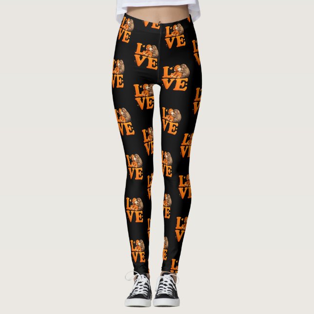 Hang in There Punch Monkey Cute Baby Macaque  Leggings (Front)
