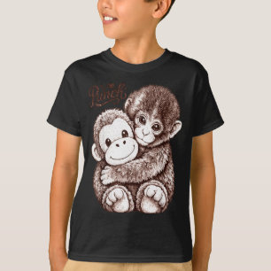Hang in There Punch Monkey Cute Baby Macaque Plush T-Shirt
