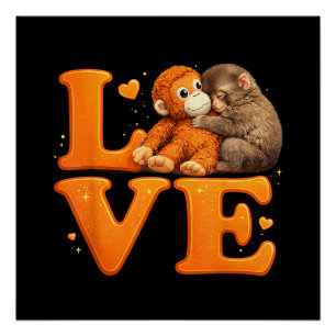 Hang in There Punch Monkey Cute Baby Macaque Poster
