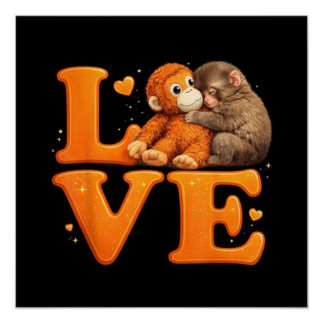Hang in There Punch Monkey Cute Baby Macaque  Poster (Front)