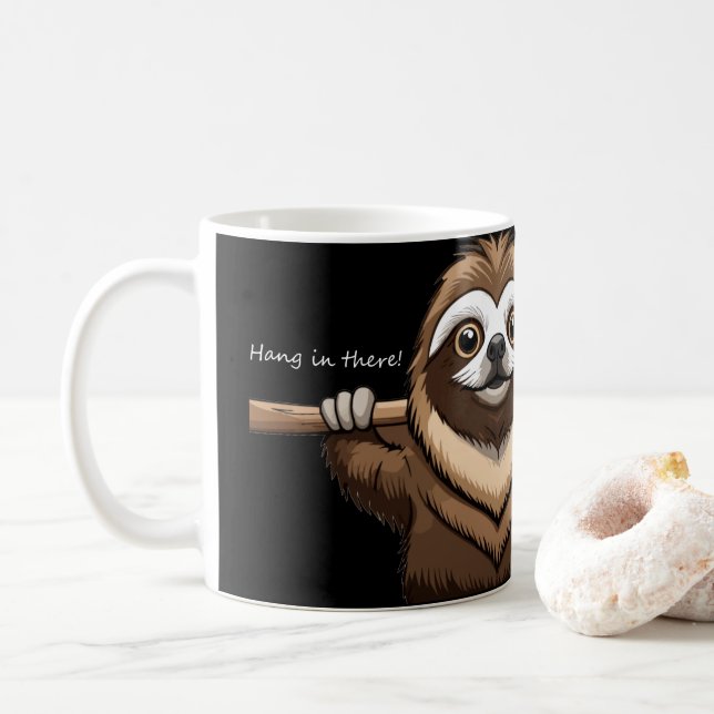 "Hang in There": Sloth's Encouraging Words Coffee Mug (With Donut)