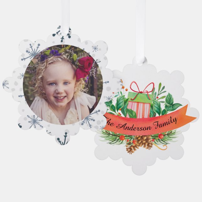 Hang It On The Tree Photo & Custom Greeting Tree Decoration Card (Front/Back)