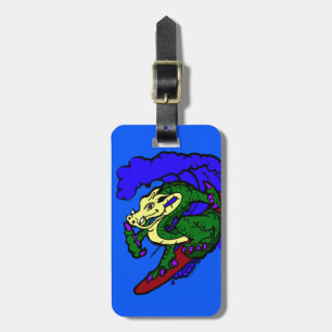 Hang Loose Surfing Dragon Luggage Tag