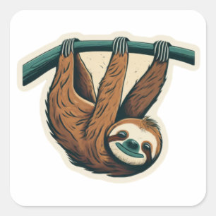 Hang Loose with the Hangin' Sloth Square Sticker