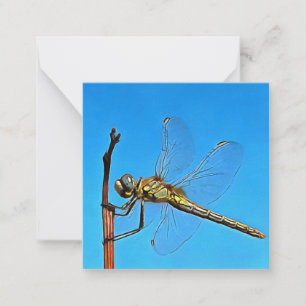 Hang On Artistic Dragonfly Against Cerulean Blue Card
