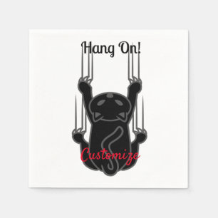 Hang On Black Cat Thunder_Cove Napkin
