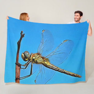 Hang On In There Artistic Dragonfly Fleece Blanket