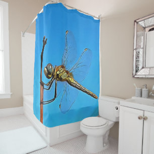 Hang On In There Artistic Dragonfly Shower Curtain