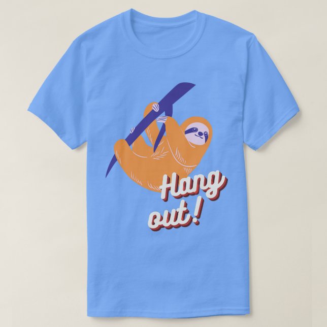 Hang Out Cute Sloth Illustration T-Shirt (Design Front)