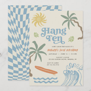 Hang Ten Retro Surf 10th Birthday Invitation