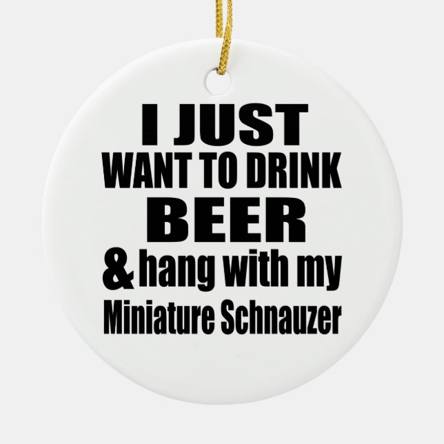 Hang With My Miniature Schnauzer Ceramic Tree Decoration (Front)