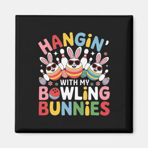 Hangin' With My Bowling Bunnies Three Cute Bunny E Magnet