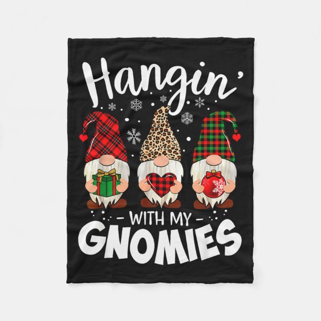 Hangin With My Gnomie Leopard Women Christmas Gnom Fleece Blanket (Front)