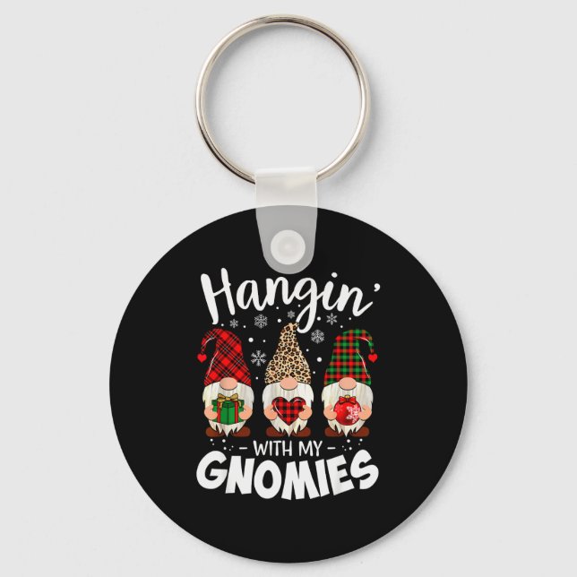 Hangin With My Gnomie Leopard Women Christmas Gnom Key Ring (Front)