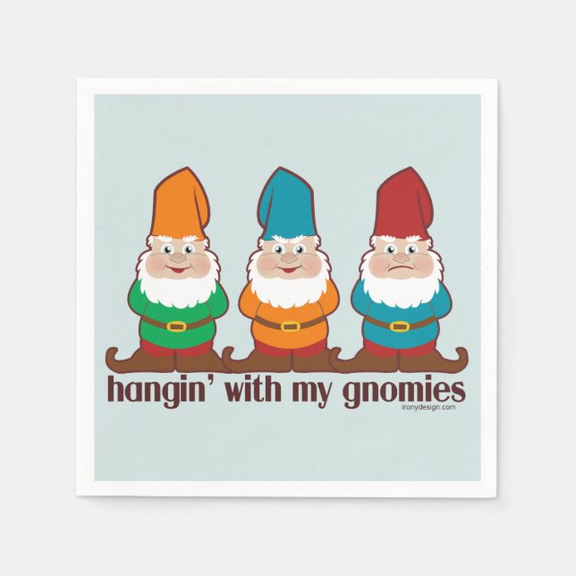 Hangin' With My Gnomies Blue Napkin (Front)