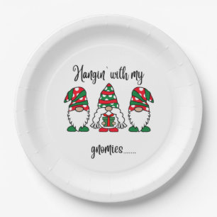 Hangin With My Gnomies Holiday Christmas Paper Plate