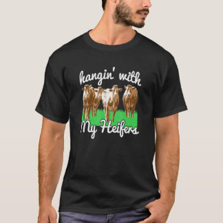 Hangin With My Heifers Hanging Cow Vintage Farmer T-Shirt