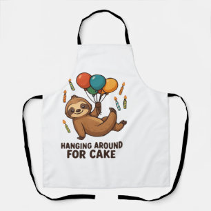 Hanging Around For Cake Birthday Balloon Sloth , C Apron