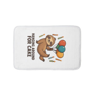 Hanging Around For Cake Birthday Balloon Sloth , C Bath Mat