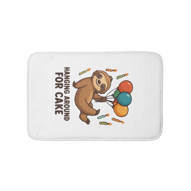 Hanging Around For Cake Birthday Balloon Sloth , C Bath Mat (Front)