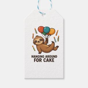 Hanging Around For Cake Birthday Balloon Sloth , C Gift Tags