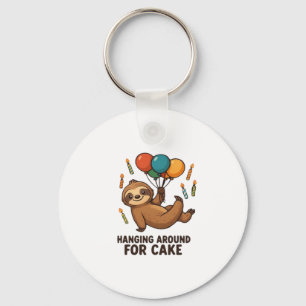 Hanging Around For Cake Birthday Balloon Sloth , C Key Ring