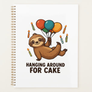Hanging Around For Cake Birthday Balloon Sloth , C Planner