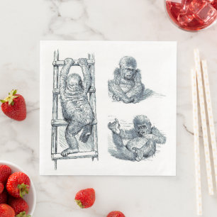 Hanging Around - Young Ape Gorilla Napkin