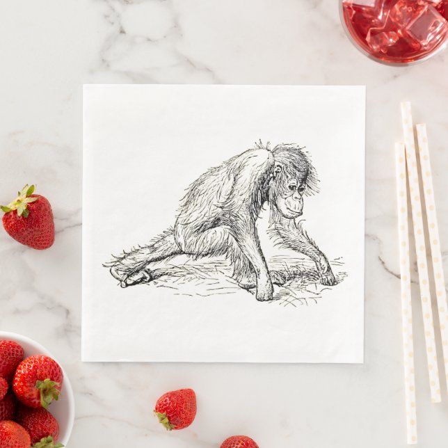 Hanging Around -  Young Ape Gorilla Napkin (Insitu)