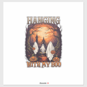 Hanging Boo Halloween Ghosts Pumpkins Full Moon_1