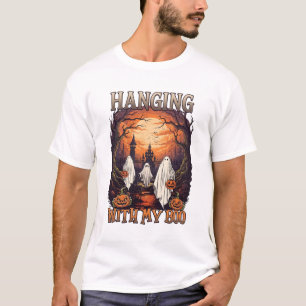 Hanging Boo Halloween Ghosts Pumpkins Full Moon_1 T-Shirt