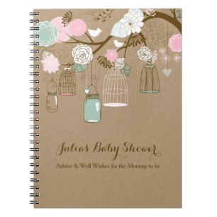 Hanging cages & jars notebook, baby shower advice spiral notebook