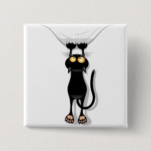 Hanging Cat 15 Cm Square Badge