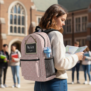 Hanging Chalkboard Pink ID397 Printed Backpack