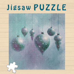 Hanging Christmas Turquoise Teal Baubles -  Jigsaw Puzzle